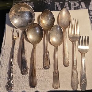 Silver Plate Flatware Serving Ware Signed Bundle